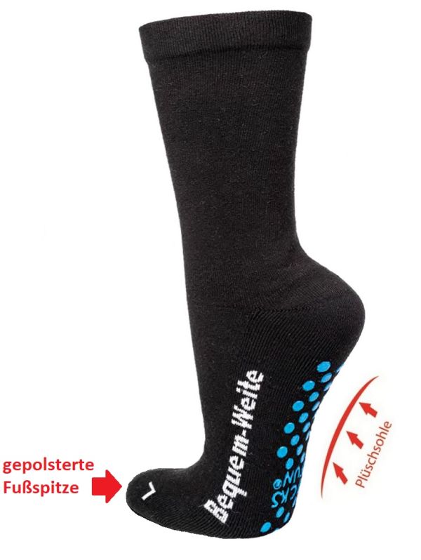 Anti-Rutsch-Socken, für bandagierte Beine / geschwollene Füße, extra-weit, ohne Gummi-Druck, 85% Baumwolle, 2er-Bündel